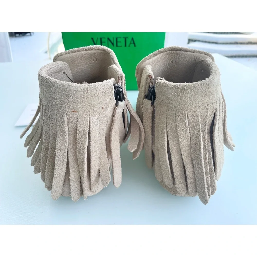 Bottega Veneta Suede Fringe Sneaker Boot,Beige, 312341 9904, SIZE‎ 41
